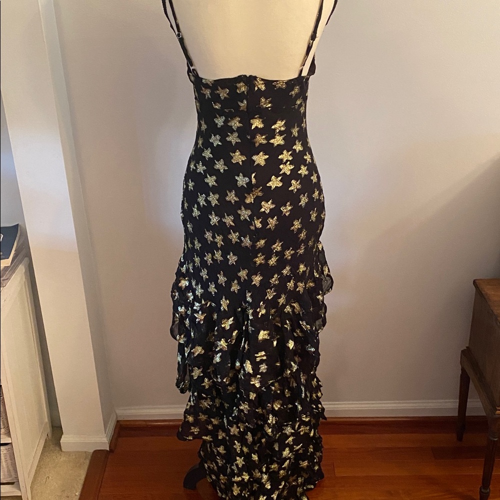 Nasty Gal NWT  petite metallic , tiered star print maxi dress size US-2 - Picture 8 of 13